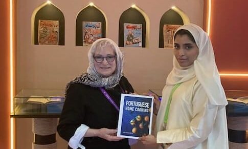 Ana Ortins with her book Portuguese Home Cooking and a guest