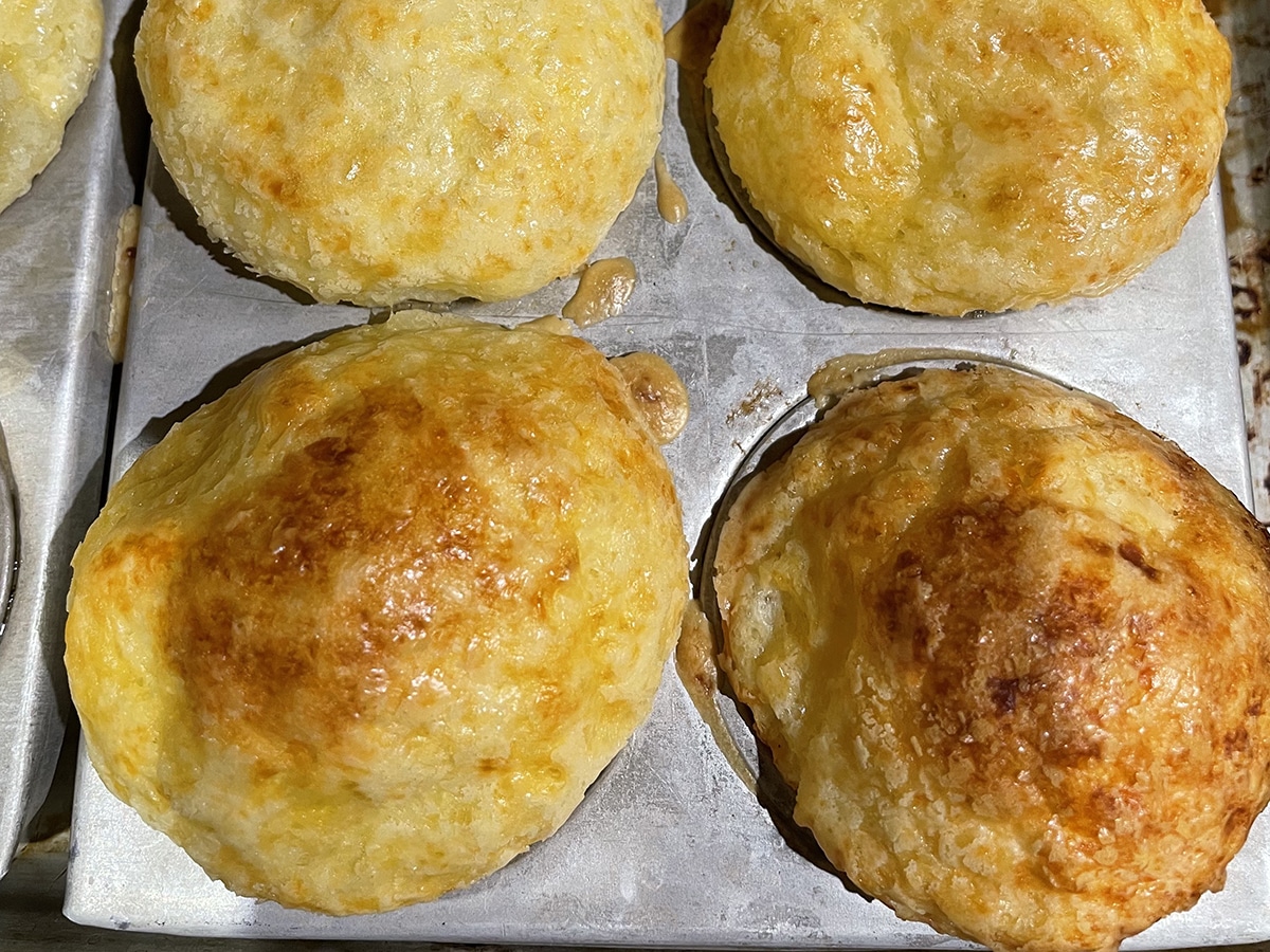 Brazilian Cheese bread in a muffin tin