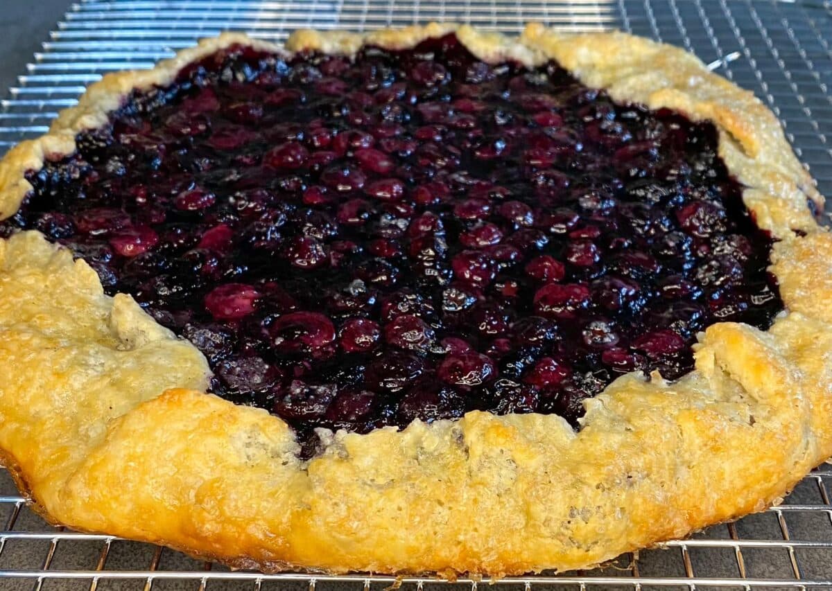 BLueberry Galette on cooling rack