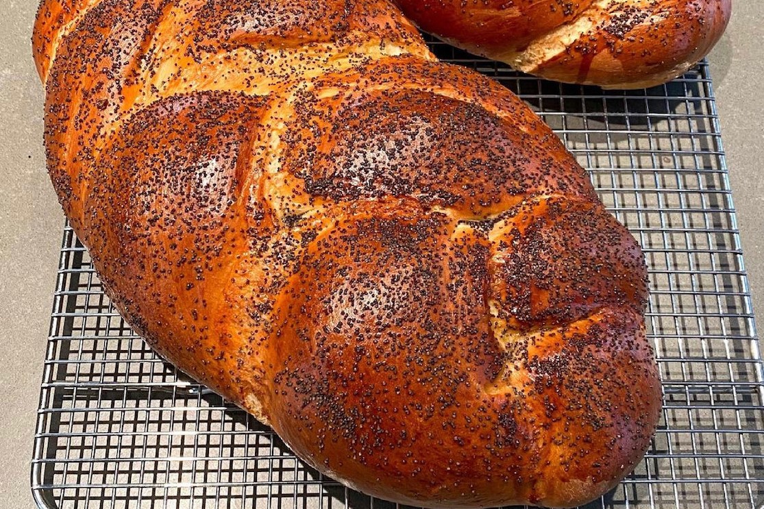Close-up of a beautiful braided Challah bread