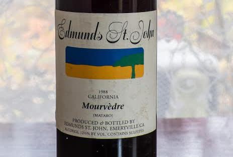 Close-Up view of 1988 Edmunds St. John Mourvèdre Bottle