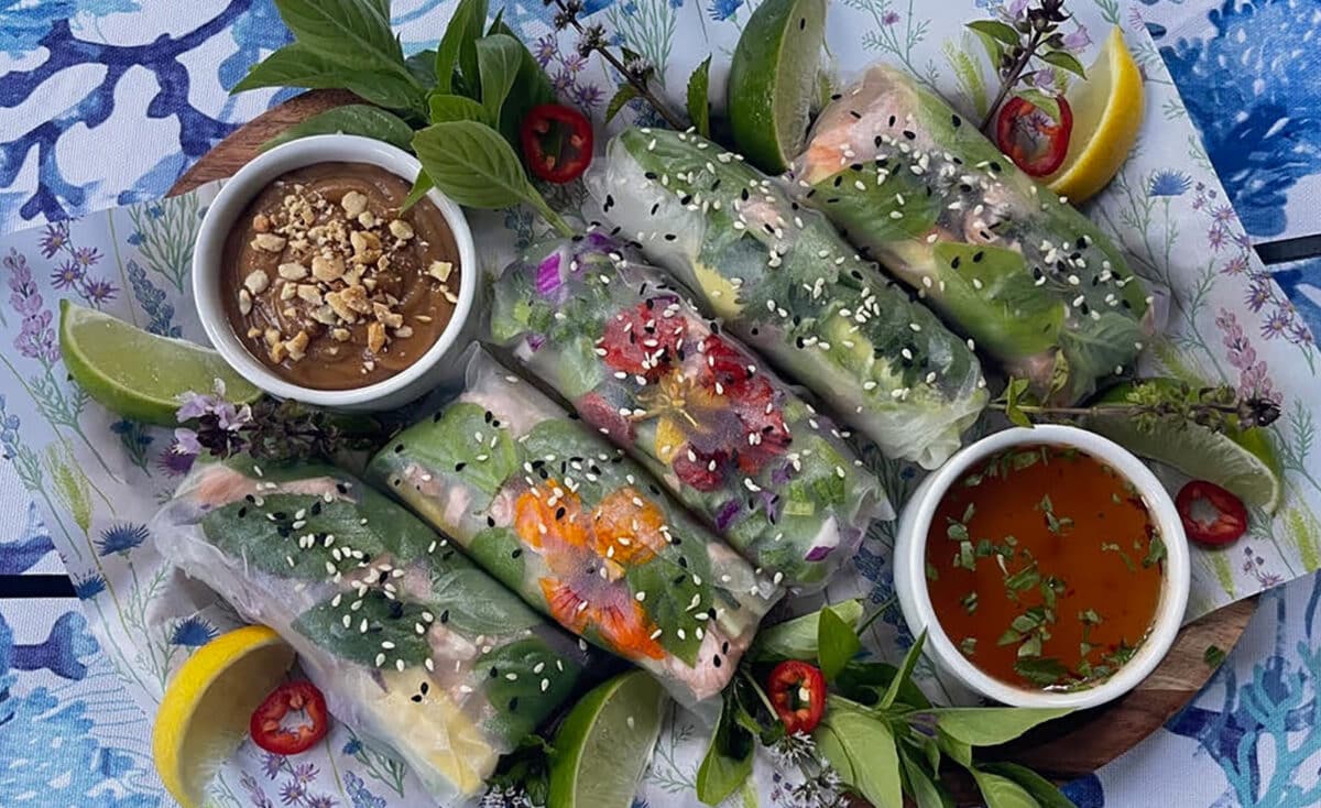 Ducktrap atlantic salmon spring rolls