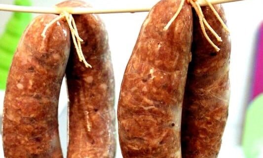 pork bratwurst hanging