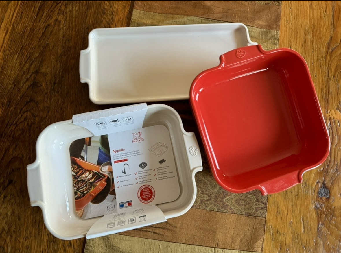 Colorful ceramic bakeware by Peugeot