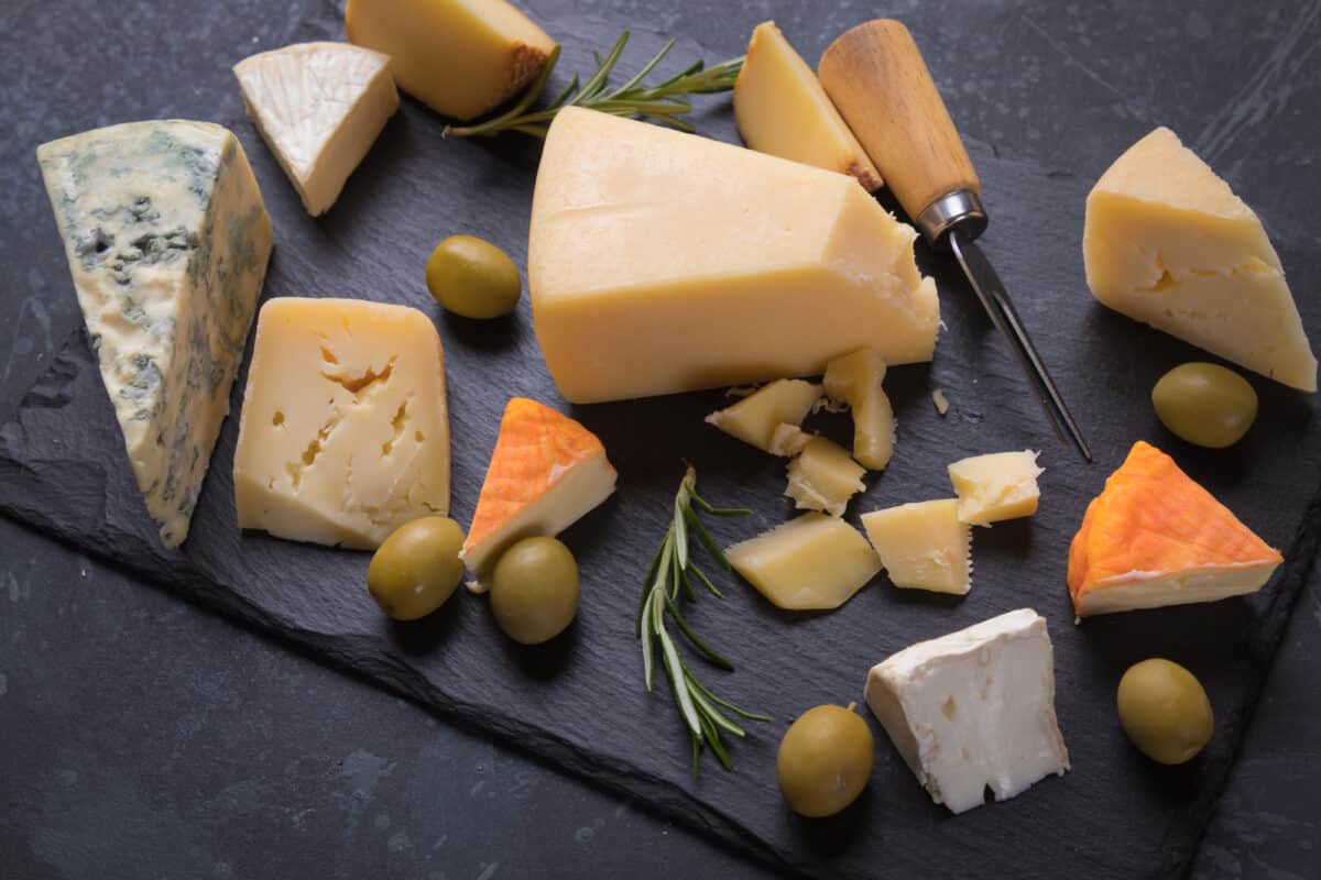 Platter of cheeses