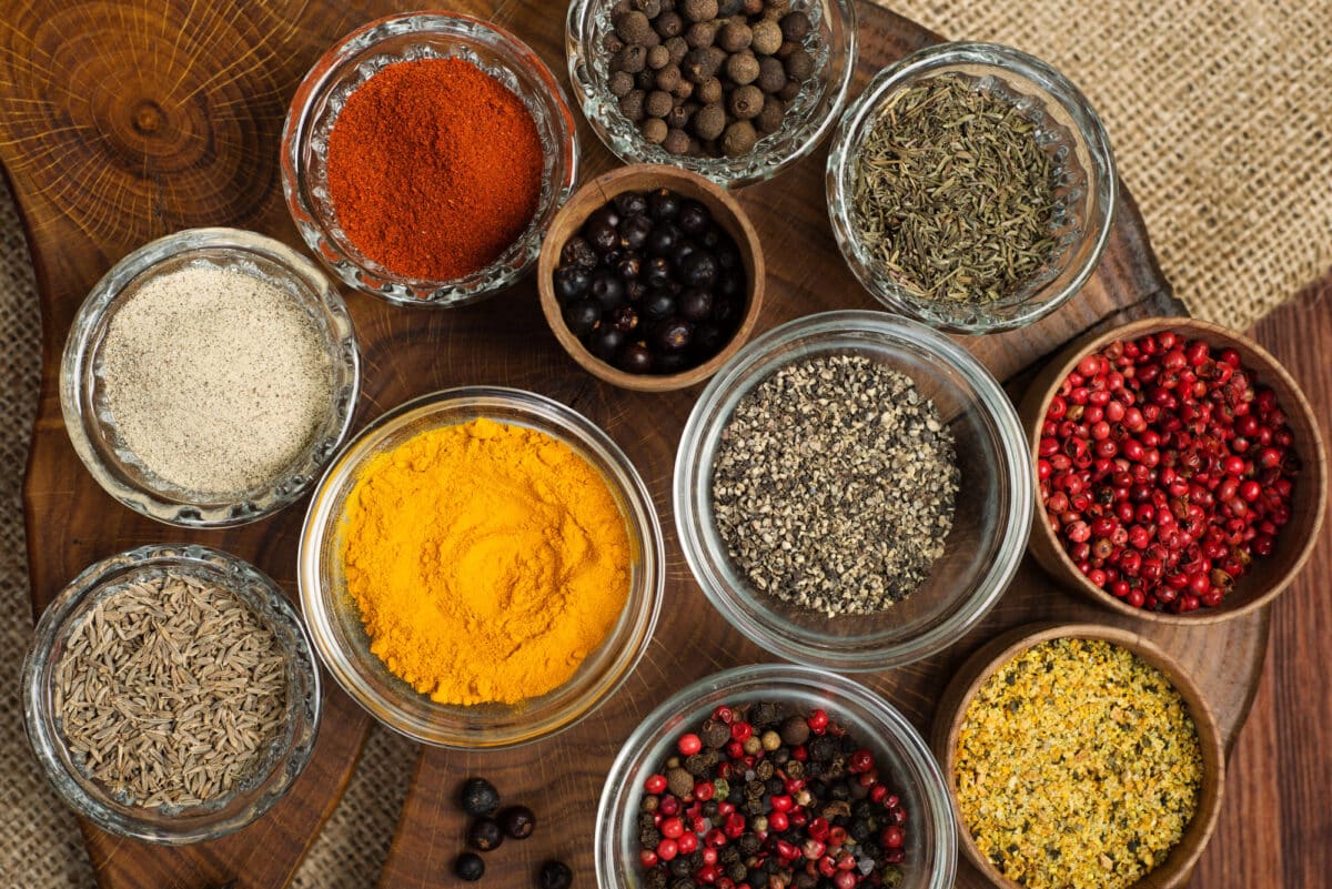 Close up of global spices