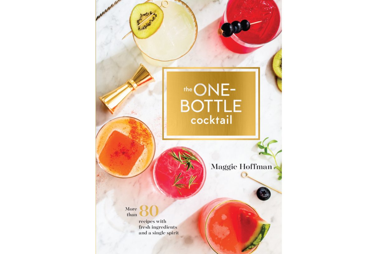 Wide angle view of "The One-Bottle Cocktail" book cover by Maggie Hoffman.