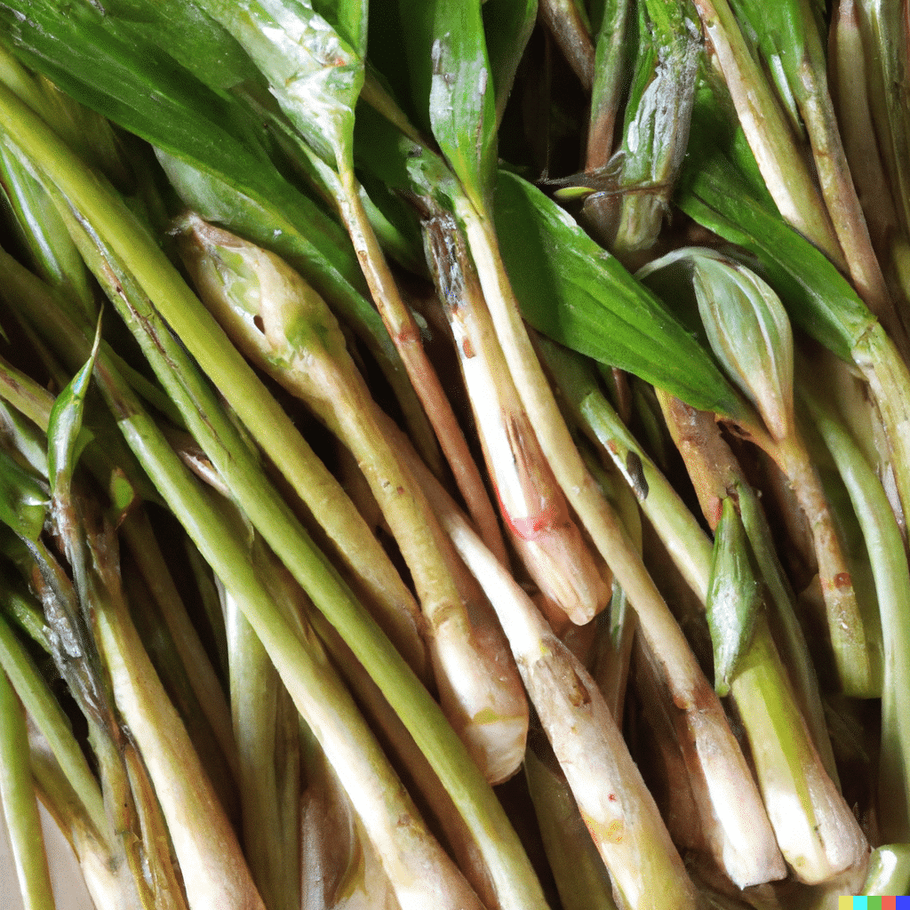 Freshly foraged ramps without roots