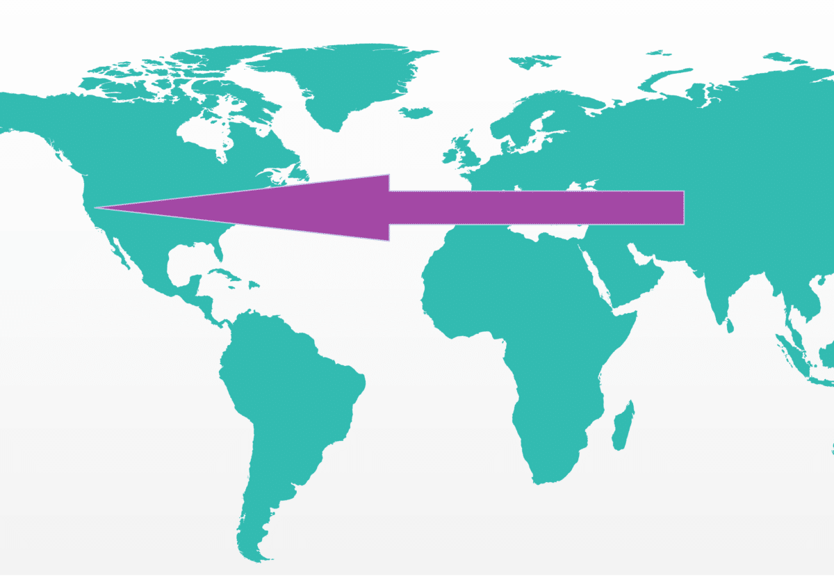 Illustrative graphic pointing towards a region on a global map.
