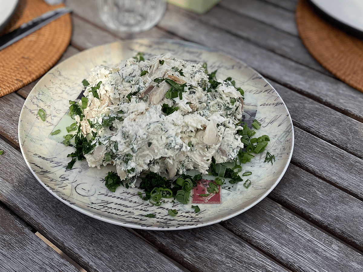 Smoked Trout pate on wooden table